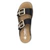 Rieker Low Wedge Twin Buckle Mule - Black Leather